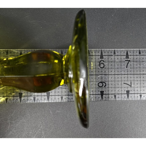 Vtg Fenton Green Glass Thumbprint Compote Ruffled Edge on Pedestal 6x5.5" Colony - Picture 8 of 8